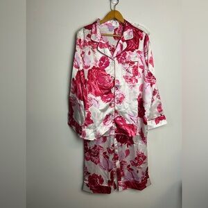 Amoureuse Slip Satin Pajama set Plus Size 18/20 Top Pants Floral comfortable